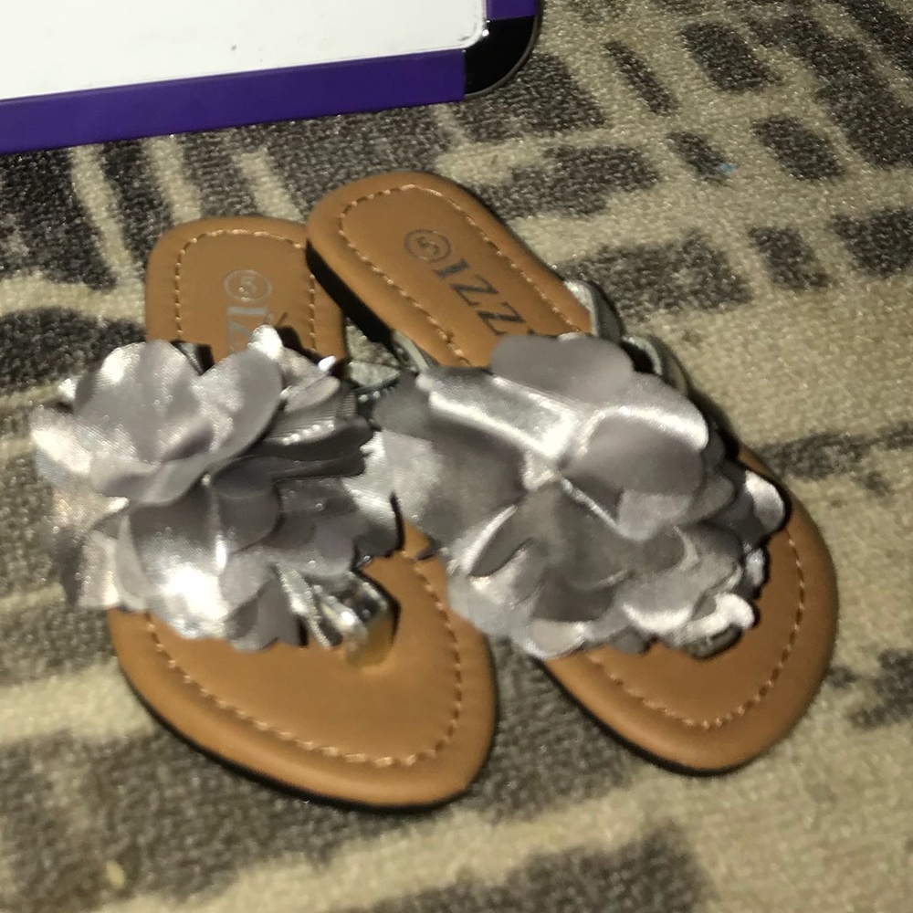 Izzy silver slip on flip flops